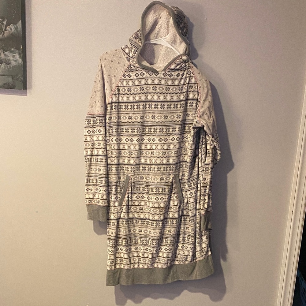 Simply Vera Vera Wang Gray Patterned Hooded Sleepwear